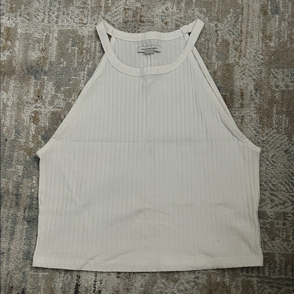 American Eagle Outfitters Ribbed Cream Tank Top